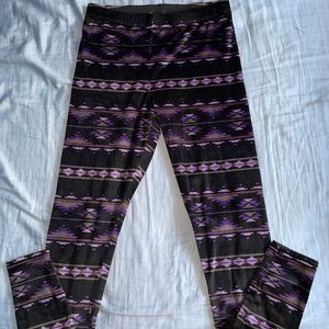 purple patterned soft leggings